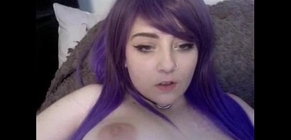  hot teen with purple hair masturbating for the webcam